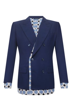 Мужской хлопковый пиджак DOLCE & GABBANA темно-синего цвета по цене 289500 руб., арт. G2PL1T/FU6WN | Фото 1 Мужской хлопковый пиджак DOLCE & GABBANA темно-синего цвета, арт. G2PL1T/FU6WN | Фото 1 (Стили: Ретро; 1-2-бортные: Двубортные; Материал подклада: Вискоза, Шелк; Пиджаки М: Прямой; Длина (для топов): Стандартные; Рукава: Длинные; Материал внешний: Хлопок; Случай: Коктейльный)
