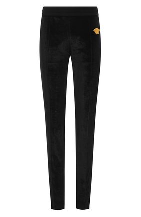Мужские брюки VERSACE черного цвета, арт. A89409/A234467 | Фото 1 (Стили: Спорт-шик; Случай: Повседневный; Длина (брюки, джинсы): Стандартные; Материал внешний: Синтетический материал)