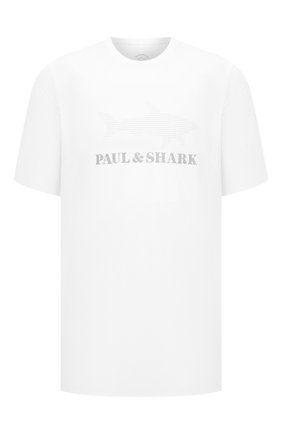 Мужская хлопковая футболка PAUL&SHARK белого цвета по цене 16950 руб., арт. 21411019/HLK/3XL-6XL | Фото 1 Мужская хлопковая футболка PAUL&SHARK белого цвета, арт. 21411019/HLK/3XL-6XL | Фото 1