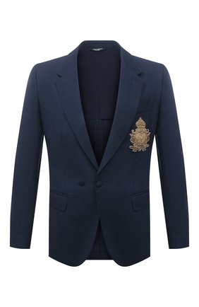 Мужской пиджак из шерсти и шелка DOLCE & GABBANA темно-синего цвета по цене 215000 руб., арт. G2PN7Z/FU22A | Фото 1 Мужской пиджак из шерсти и шелка DOLCE & GABBANA темно-синего цвета, арт. G2PN7Z/FU22A | Фото 1
