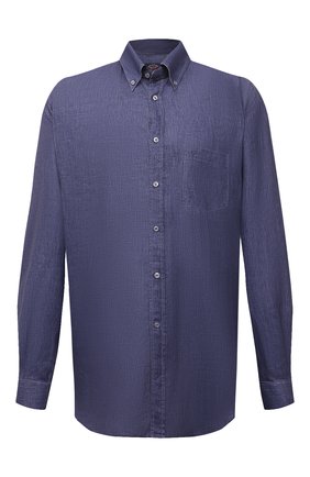 Мужская льняная рубашка PAUL&SHARK синего цвета по цене 34350 руб., арт. 21413030/F7E/48-50 | Фото 1