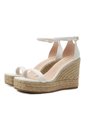 Женские кожаные босоножки nudist STUART WEITZMAN белого цвета по цене 30850 руб., арт. S0996 | Фото 1 Женские кожаные босоножки nudist STUART WEITZMAN белого цвета, арт. S0996 | Фото 1 (Материал внутренний: Натуральная кожа; Каблук высота: Высокий; Подошва: Платформа; Каблук тип: Танкетка; Материал внешний: Кожа)