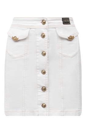 Женская джинсовая юбка VERSACE JEANS COUTURE белого цвета по цене 29950 руб., арт. A9HWA37I-WDP857/HRF4N | Фото 1 Женская джинсовая юбка VERSACE JEANS COUTURE белого цвета, арт. A9HWA37I-WDP857/HRF4N | Фото 1