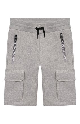 Детские хлопковые шорты GIVENCHY серого цвета по цене 22600 руб., арт. H24121 | Фото 1 Детские хлопковые шорты GIVENCHY серого цвета, арт. H24121 | Фото 1