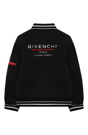 Детского бомбер GIVENCHY черного цвета по цене 43600 руб., арт. H26071 | Фото 2 Детского бомбер GIVENCHY черного цвета, арт. H26071 | Фото 2 (Рукава: Длинные; Материал внешний: Синтетический материал; Кросс-КТ: бомбер, Сезон: демисезон; Ростовка одежда: 10 - 11 лет | 140 - 146см, 12 лет | 152 см, 13 - 15 лет | 158 см, 4 года | 104 см, 5 лет | 110 см, 6 лет | 116 см, 8 лет | 128 см)