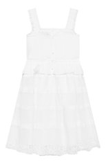 Детское хлопковое платье ERMANNO SCERVINO белого цвета, арт. ESFAB019 CA17 WSUNI1/M-XL | Фото 2 (Рукава: Короткие; Случай: Повседневный; Региональные ограничения белый список (Axapta Mercury): RU; Материал внешний: Хлопок; Девочки Кросс-КТ: Платье-одежда; Материал подклада: Хлопок; Ростовка одежда: 13 - 15 лет | 158 см, 12 лет | 152 см)