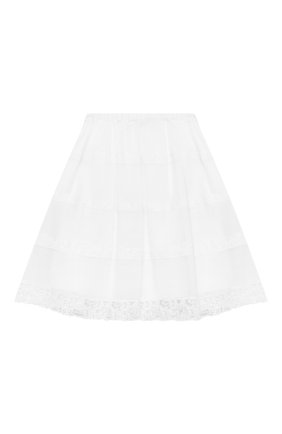 Детская хлопковая юбка ERMANNO SCERVINO белого цвета по цене 25950 руб., арт. ESFG0010 CA17 WSUNI1/M-XL | Фото 2 Детская хлопковая юбка ERMANNO SCERVINO белого цвета, арт. ESFG0010 CA17 WSUNI1/M-XL | Фото 2