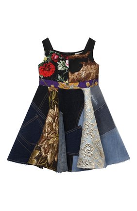 Детское платье DOLCE & GABBANA разноцветного цвета, арт. L52DS7/G7YQM/2-6 | Фото 1 (Материал подклада: Вискоза; Материал внешний: Синтетический материал, Хлопок; Рукава: Короткие; Случай: Повседневный; Девочки Кросс-КТ: Платье-одежда; Региональные ограничения белый список (Axapta Mercury): RU; Ростовка одежда: 2 года | 92 см, 3 года | 98 см, 4 года | 104 см, 5 лет | 110 см, 6 лет | 116 см)