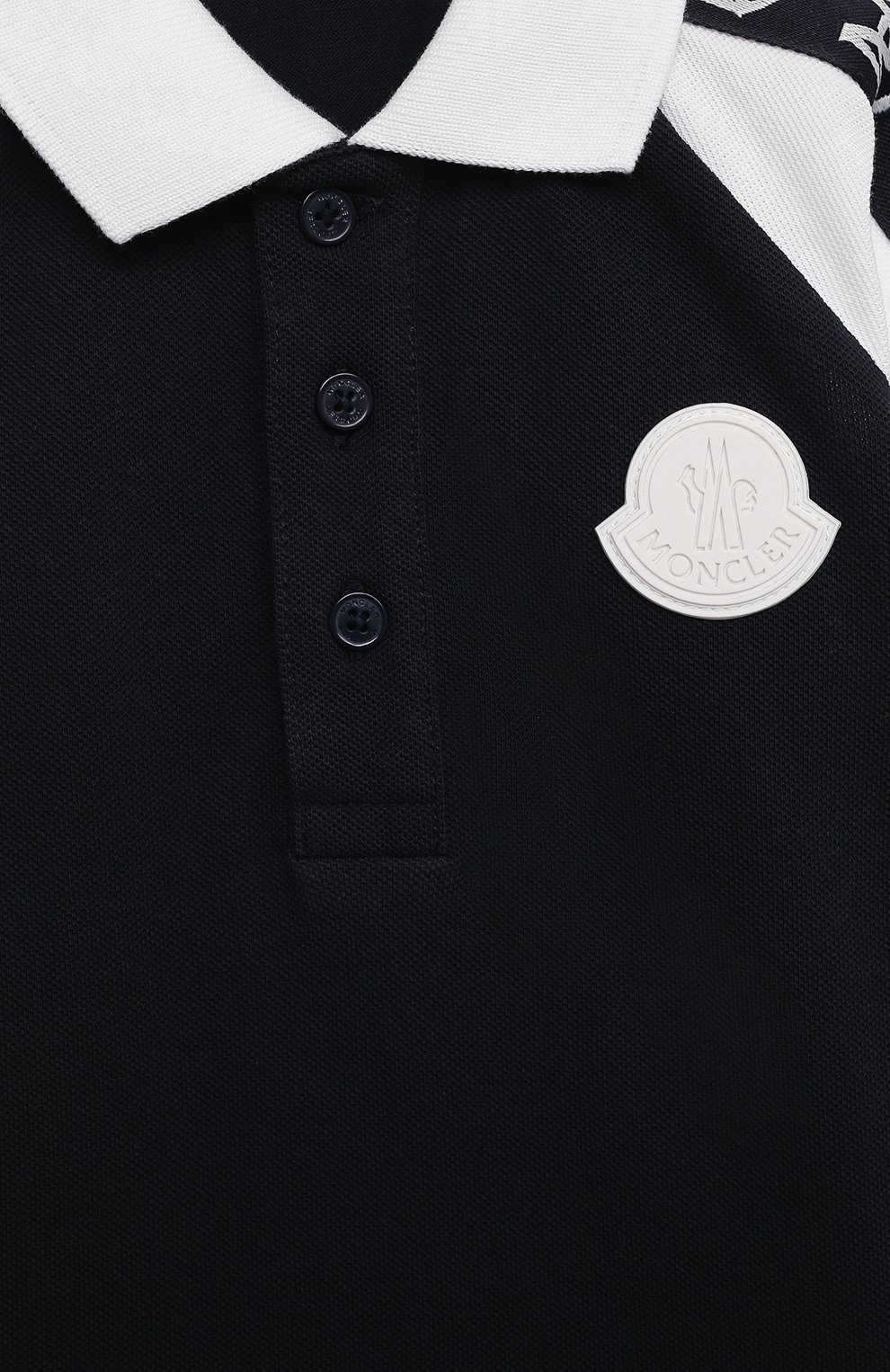 Детский хлопковое поло MONCLER темно-синего цвета по цене 12950 руб., арт. G1-951-8A705-20-8496F | Фото 3 Детский хлопковое поло MONCLER темно-синего цвета, арт. G1-951-8A705-20-8496F | Фото 3