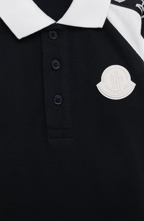 Детский хлопковое поло MONCLER темно-синего цвета по цене 12950 руб., арт. G1-951-8A705-20-8496F | Фото 3 Детский хлопковое поло MONCLER темно-синего цвета, арт. G1-951-8A705-20-8496F | Фото 3