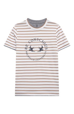 Детская хлопковая футболка BRUNELLO CUCINELLI серого цвета по цене 20700 руб., арт. BQ863T122B | Фото 1 Детская хлопковая футболка BRUNELLO CUCINELLI серого цвета, арт. BQ863T122B | Фото 1