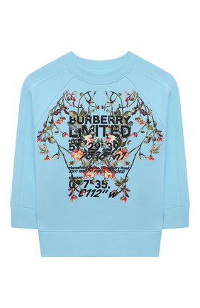 Детский хлопковый свитшот BURBERRY голубого цвета по цене 22200 руб., арт. 8038462 | Фото 1 Детский хлопковый свитшот BURBERRY голубого цвета, арт. 8038462 | Фото 1