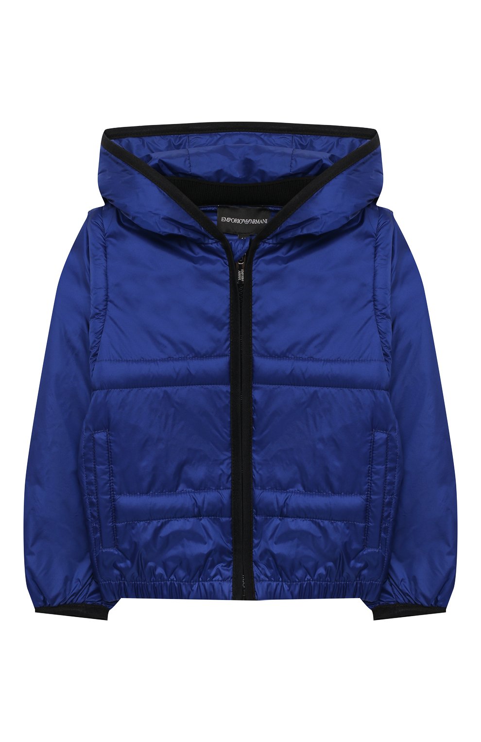 Детского куртка с капюшоном EMPORIO ARMANI синего цвета, арт. 3KHBT7/1NLYZ | Фото 1 (Рукава: Короткие; Материал внешний: Синтетический материал; Кросс-КТ НВ: Куртки; Региональные ограничения белый список (Axapta Mercury): RU; Материал подклада: Хлопок; Ростовка одежда: 9 мес | 74 см, 12 мес | 80 см, 24 мес | 92 см, 36 мес | 98 см)
