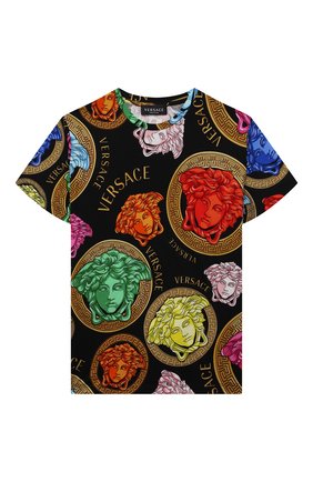 Детская хлопковая футболка VERSACE разноцветного цвета по цене 14100 руб., арт. 1000239/1A00422/8A-14A | Фото 1 Детская хлопковая футболка VERSACE разноцветного цвета, арт. 1000239/1A00422/8A-14A | Фото 1