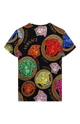 Детская хлопковая футболка VERSACE разноцветного цвета по цене 14100 руб., арт. 1000239/1A00422/8A-14A | Фото 2 Детская хлопковая футболка VERSACE разноцветного цвета, арт. 1000239/1A00422/8A-14A | Фото 2