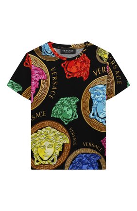 Детская хлопковая футболка VERSACE разноцветного цвета по цене 12900 руб., арт. 1000239/1A00422/4A-6A | Фото 1 Детская хлопковая футболка VERSACE разноцветного цвета, арт. 1000239/1A00422/4A-6A | Фото 1