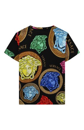 Детская хлопковая футболка VERSACE разноцветного цвета по цене 12900 руб., арт. 1000239/1A00422/4A-6A | Фото 2 Детская хлопковая футболка VERSACE разноцветного цвета, арт. 1000239/1A00422/4A-6A | Фото 2