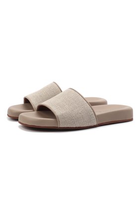 Мужские комбинированные шлепанцы sea-slide walk LORO PIANA бежевого цвета по цене 46250 руб., арт. FAL6197 | Фото 1 Мужские комбинированные шлепанцы sea-slide walk LORO PIANA бежевого цвета, арт. FAL6197 | Фото 1