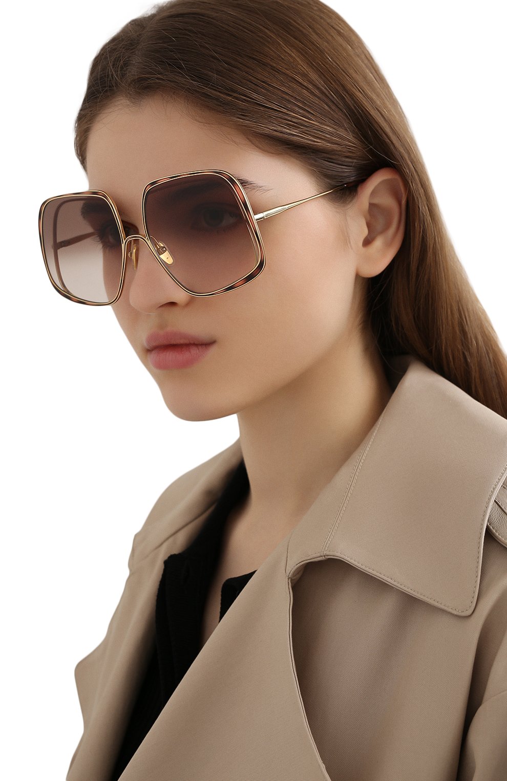 Женские солнцезащитные очки CHLOÉ коричневого цвета по цене 47050 руб., арт. CH0035S | Фото 2 Женские солнцезащитные очки CHLOÉ коричневого цвета, арт. CH0035S | Фото 2