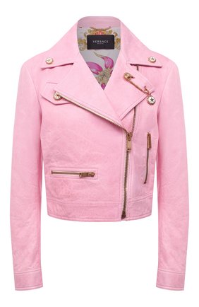 Женская кожаная куртка VERSACE светло-розового цвета по цене 336500 руб., арт. A89138/1L00146 | Фото 1 Женская кожаная куртка VERSACE светло-розового цвета, арт. A89138/1L00146 | Фото 1