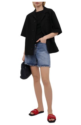 Женские текстильные шлепанцы ALEXANDER WANG красного цвета по цене 27350 руб., арт. 30221S060 | Фото 2 Женские текстильные шлепанцы ALEXANDER WANG красного цвета, арт. 30221S060 | Фото 2