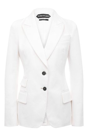 Женский хлопковый жакет TOM FORD белого цвета по цене 197500 руб., арт. GID050-DEX127 | Фото 1 Женский хлопковый жакет TOM FORD белого цвета, арт. GID050-DEX127 | Фото 1