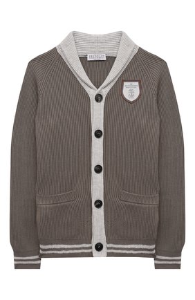 Детский хлопковый кардиган BRUNELLO CUCINELLI хаки цвета по цене 63950 руб., арт. B29M11706B | Фото 1 Детский хлопковый кардиган BRUNELLO CUCINELLI хаки цвета, арт. B29M11706B | Фото 1 (Рукава: Длинные; Мальчики Кросс-КТ: Кардиган-одежда; Материал внешний: Хлопок; Ростовка одежда: 10 - 11 лет | 140 - 146см, 8 лет | 128 см)