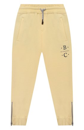 Детские хлопковые джоггеры BRUNELLO CUCINELLI желтого цвета по цене 24850 руб., арт. BD874E314C | Фото 1 Детские хлопковые джоггеры BRUNELLO CUCINELLI желтого цвета, арт. BD874E314C | Фото 1 (Материал внешний: Хлопок; Мальчики Кросс-КТ: Брюки-спорт; Ростовка одежда: 12 лет | 152 см)