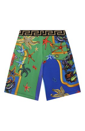 Детские хлопковые шорты VERSACE разноцветного цвета по цене 22200 руб., арт. 1000124/1A00414/8A-14A | Фото 2 Детские хлопковые шорты VERSACE разноцветного цвета, арт. 1000124/1A00414/8A-14A | Фото 2
