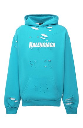 Женский хлопковое худи BALENCIAGA бирюзового цвета по цене 99500 руб., арт. 659403/TKVB6 | Фото 1 Женский хлопковое худи BALENCIAGA бирюзового цвета, арт. 659403/TKVB6 | Фото 1