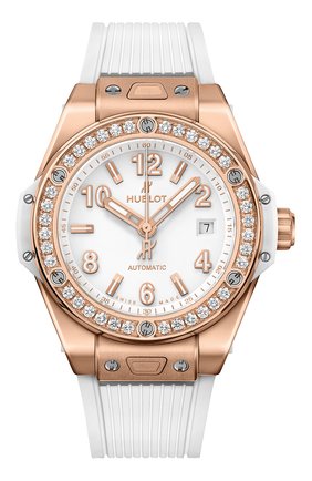 Женские часы one click king gold white diamonds HUBLOT бесцветного цвета по цене 3099600 руб., арт. 485.OE.2080.RW.1204 | Фото 1 Женские часы one click king gold white diamonds HUBLOT бесцветного цвета, арт. 485.OE.2080.RW.1204 | Фото 1 (Механизм: Автомат; Материал корпуса: Розовое золото; Цвет циферблата: Белый)