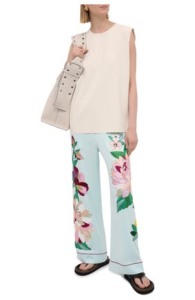 Женская шелковые брюки DOLCE & GABBANA голубого цвета по цене 394500 руб., арт. FTBQ8Z/G7VSP | Фото 2 Женская шелковые брюки DOLCE & GABBANA голубого цвета, арт. FTBQ8Z/G7VSP | Фото 2