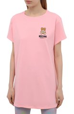 Женская хлопковая футболка MOSCHINO розового цвета, арт. A1910/9021 | Фото 3 (Материал внешний: Хлопок; Женское Кросс-КТ: Футболка-белье)