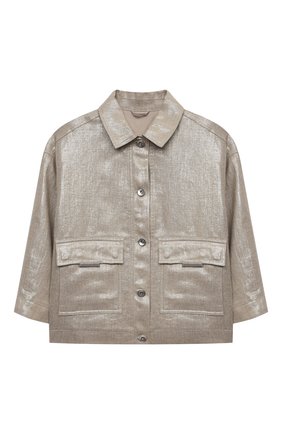Детский хлопковый жакет BRUNELLO CUCINELLI золотого цвета по цене 79950 руб., арт. BH1690461A | Фото 1 Детский хлопковый жакет BRUNELLO CUCINELLI золотого цвета, арт. BH1690461A | Фото 1 (Рукава: Длинные; Материал внешний: Лен; Материал подклада: Синтетический материал; Ростовка одежда: 4 года | 104 см, 6 лет | 116 см)