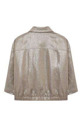Детский хлопковый жакет BRUNELLO CUCINELLI золотого цвета по цене 79950 руб., арт. BH1690461A | Фото 2 Детский хлопковый жакет BRUNELLO CUCINELLI золотого цвета, арт. BH1690461A | Фото 2 (Рукава: Длинные; Материал внешний: Лен; Материал подклада: Синтетический материал; Ростовка одежда: 4 года | 104 см, 6 лет | 116 см)
