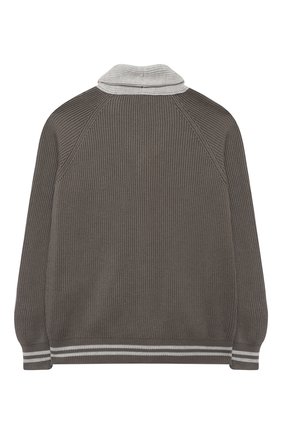 Детский хлопковый кардиган BRUNELLO CUCINELLI хаки цвета по цене 49950 руб., арт. B29M11706C | Фото 2 Детский хлопковый кардиган BRUNELLO CUCINELLI хаки цвета, арт. B29M11706C | Фото 2