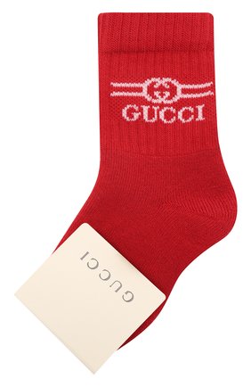 Детские хлопковые носки GUCCI красного цвета по цене 5900 руб., арт. 627667/3K659 | Фото 1 Детские хлопковые носки GUCCI красного цвета, арт. 627667/3K659 | Фото 1