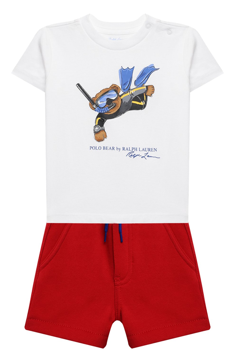 Детский комплект из футболки и шорт POLO RALPH LAUREN красного цвета, арт. 320836013 | Фото 1