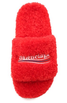 Женские текстильные шлепанцы furry BALENCIAGA красного цвета, арт. 654261/W2D01 | Фото 5 (Материал внешний: Текстиль; Подошва: Платформа; Материал внутренний: Текстиль)