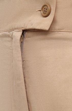 Женские брюки из хлопка и шелка BOSS бежевого цвета, арт. 50447703 | Фото 5 (Материал внешний: Шелк, Хлопок; Женское Кросс-КТ: Брюки-одежда; Силуэт Ж (брюки и джинсы): Прямые; Региональные ограничения белый список (Axapta Mercury): RU; Стили: Романтичный; Длина (брюки, джинсы): Укороченные)