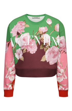 Женский хлопковый свитшот VALENTINO зеленого цвета по цене 127500 руб., арт. VB0MF09W6F4 | Фото 1 Женский хлопковый свитшот VALENTINO зеленого цвета, арт. VB0MF09W6F4 | Фото 1