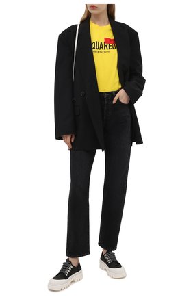 Женская хлопковая футболка DSQUARED2 желтого цвета по цене 19800 руб., арт. S72GD0300/S23009 | Фото 2 Женская хлопковая футболка DSQUARED2 желтого цвета, арт. S72GD0300/S23009 | Фото 2