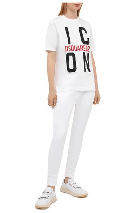 Женская хлопковая футболка DSQUARED2 белого цвета по цене 19800 руб., арт. S80GC0024/S23009 | Фото 2 Женская хлопковая футболка DSQUARED2 белого цвета, арт. S80GC0024/S23009 | Фото 2