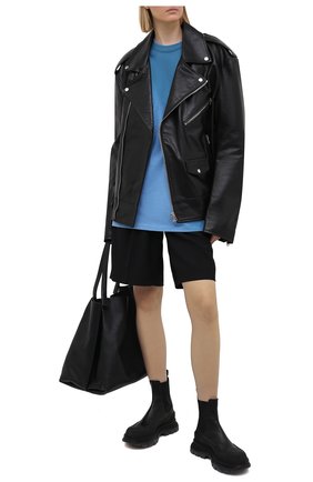 Женская хлопковая футболка ACNE STUDIOS голубого цвета по цене 22150 руб., арт. AL0205 | Фото 2 Женская хлопковая футболка ACNE STUDIOS голубого цвета, арт. AL0205 | Фото 2