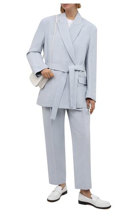 Женские брюки изо льна и хлопка ACNE STUDIOS голубого цвета по цене 36950 руб., арт. AK0362 | Фото 2 Женские брюки изо льна и хлопка ACNE STUDIOS голубого цвета, арт. AK0362 | Фото 2