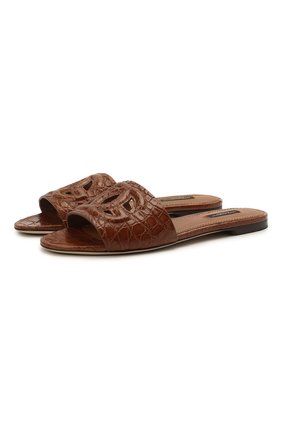 Женские шлепанцы из кожи крокодила bianca DOLCE & GABBANA коричневого цвета по цене 89950 руб., арт. CQ0436/A2W90/CCR0 | Фото 1 Женские шлепанцы из кожи крокодила bianca DOLCE & GABBANA коричневого цвета, арт. CQ0436/A2W90/CCR0 | Фото 1