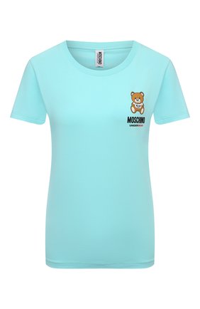 Женская хлопковая футболка MOSCHINO UNDERWEAR WOMAN бирюзового цвета по цене 10650 руб., арт. A1912/9021 | Фото 1 Женская хлопковая футболка MOSCHINO UNDERWEAR WOMAN бирюзового цвета, арт. A1912/9021 | Фото 1