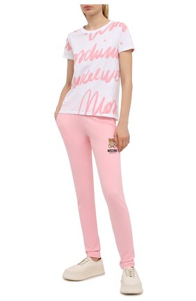 Женская хлопковая футболка MOSCHINO UNDERWEAR WOMAN розового цвета по цене 12300 руб., арт. A1928/9012 | Фото 2 Женская хлопковая футболка MOSCHINO UNDERWEAR WOMAN розового цвета, арт. A1928/9012 | Фото 2
