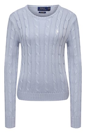 Женский хлопковый пуловер POLO RALPH LAUREN голубого цвета по цене 15200 руб., арт. 211580009 | Фото 1 Женский хлопковый пуловер POLO RALPH LAUREN голубого цвета, арт. 211580009 | Фото 1