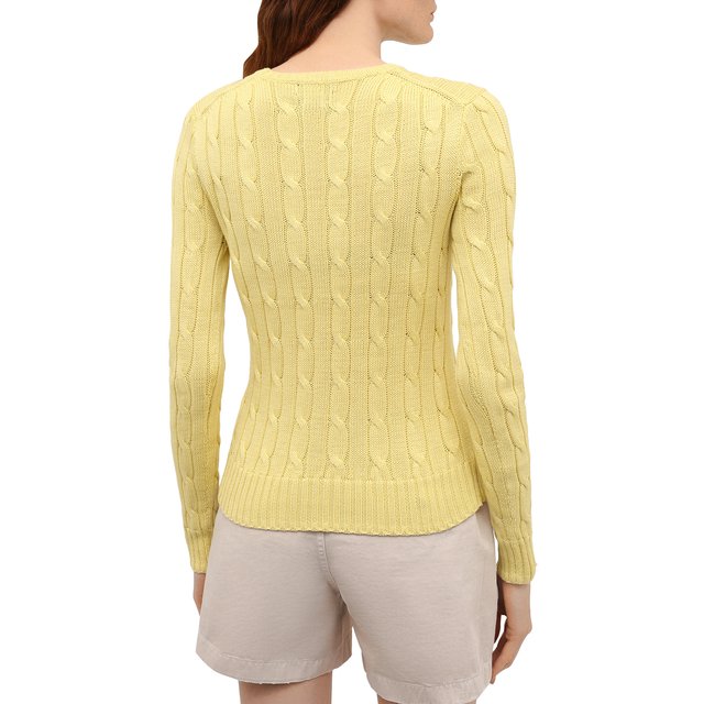 Хлопковый пуловер Polo Ralph Lauren 211580009, цвет жёлтый, размер 46 - фото 4